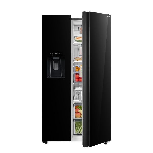 מקרר דלת לצד דלת 568 ליטר זכוכית שחורה Toshiba דגם GR-RS755WIA-PGL(22)