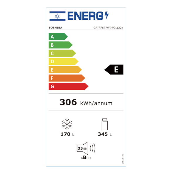 מקרר 4 דלתות 515 ליטר זכוכית שחורה Toshiba דגם GR-RF677WI-PGL(22)